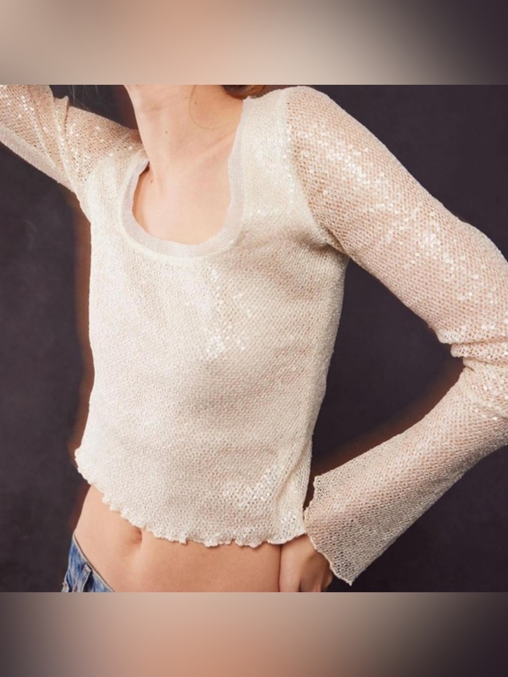 Free People Late Night Disco Sequin Layering Top NWT